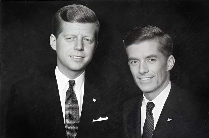 Senator John Kennedy and Edward Prayfield (1958, AI-generated imagery)