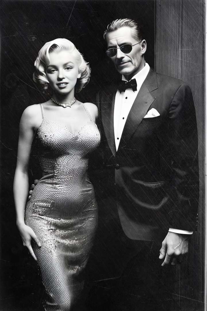 Edward Prayfield and Marilyn Monroe (1960, AI-generated imagery)