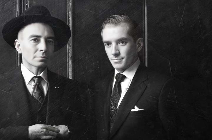 Robert Oppenheimer and Edward Prayfield, 1943 (AI-generated imagery)